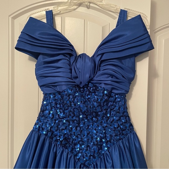 Vintage Mike Benet Formals Royal Blue Sequin Pageant Prom Party Dress - Picture 3 of 13